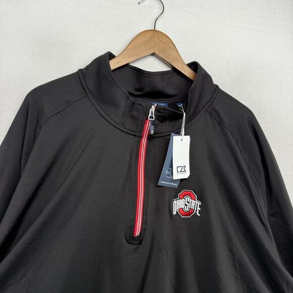 Ohio State Quarter Zip Pullover Mens 5XB 5XL Big Black Embroidered Tech Golf NEW - Picture 1 of 9